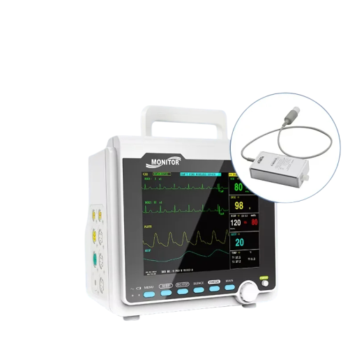 Monitorul funcțiilor vitale CMS6000 8 inci EKG și NIBP și SPO2 și RESP și PR și TEMP modul ETCO2 portabil cu mânere alb pentru cabinet