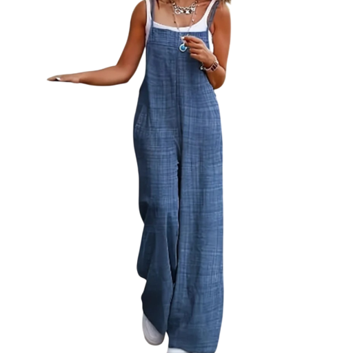 Mono de mujer Diseño liso Pantalones anchos Tirantes finos Poliéster ligero Atuendo de verano Corte holgado Ropa elegante para mujer