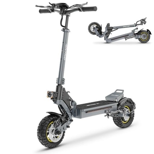 Monopattino elettrico iE-S1, motore 800W, batteria 48V 15Ah, ruote da 10 pollici per terreni accidentati, autonomia 30–40 km, capacità di carico 120 kg, pieghevole, grigio