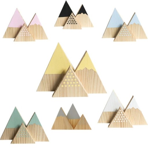 Montagna decorativa in legno 3 pz