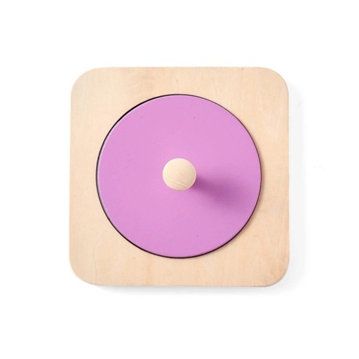 Montessori en bois puzzle avec miroir 12 x 12 cm Pièce ronde avec prise Jouet sensoriel pour bébés et tout-petits Rose