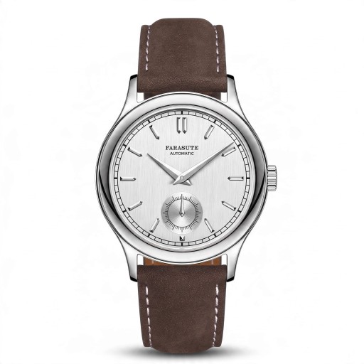 Montres automatiques pour hommes Farasute Élégantes avec petite trotteuse Étanches 5 bar Diamètre 39 mm Acier inoxydable Verre saphir Bracelet