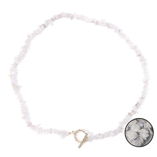 Moonstone Necklace 45 cm Adjustable White Stones Gold-Coloured Chain Ring Clasp Zinc Alloy For Parties and Everyday Wear