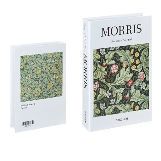 Morris Hamis könyv dekoráció Neotevhető könyv utánzat Fehér művészi design virágmintával Stílusos lakberendezési kiegészítő