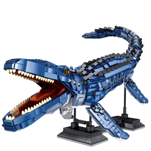 Mosasaurus-vesidinosaurusrakennussarja, 1859 osaa, 80 x 24 x 20 cm, Jurassic World -malli. Luova lahja lapsille ja keräilijöille.