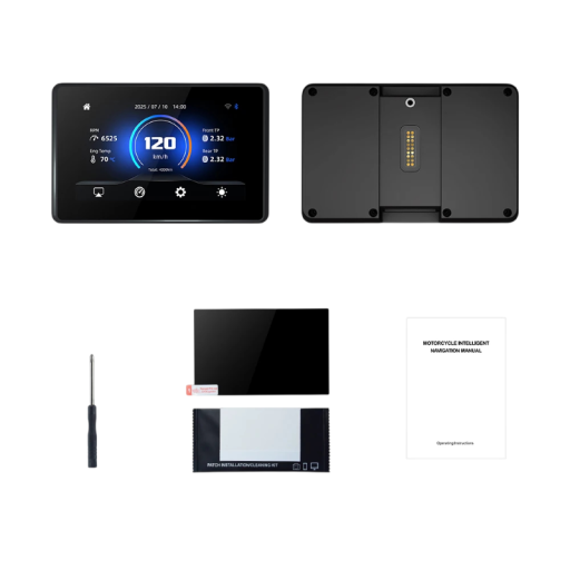 Motocykelnavigation EKIY M3A Pro Trådløs CarPlay og Android Auto 5 tommer berøringsskærm 1024 x 600 WiFi Bluetooth 5.0 Sort Til motorcykel