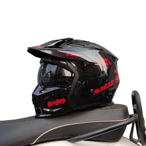 Motocyklová helma integrální s odnímatelným kšiltem a sklopným hledím Skořepina z ABS enduro s ventilací pro motorku i skútr