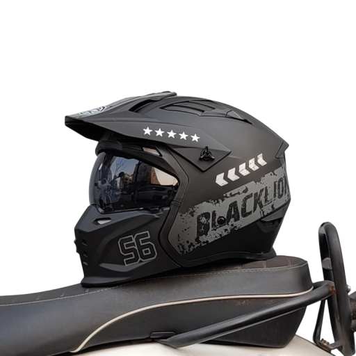 Motocyklová helma s odnímatelným kšiltem a plexi štítem Skořepina z ABS integrální enduro s ventilací pro motorku i čtyřkolku