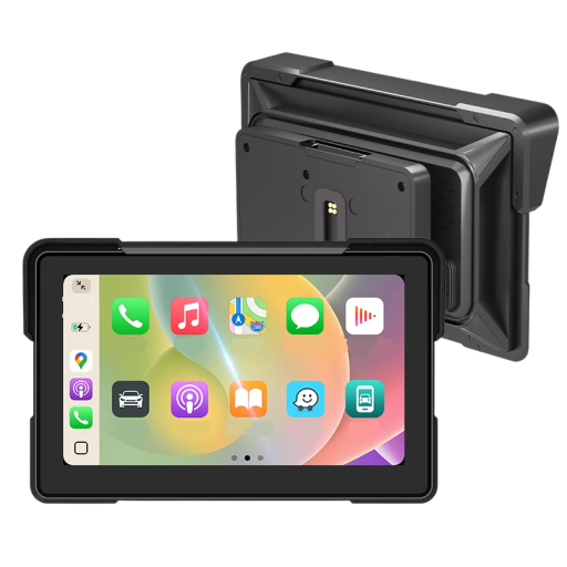 Motocyklový monitor 7 palců 19,1 x 12 cm Bezdrátové CarPlay a Android Auto GPS navigace Vodotěsný duální Bluetooth Černá Na motorku