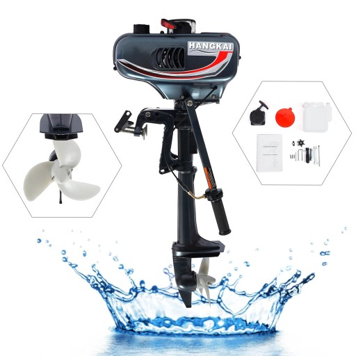 Motor Fuera de Borda de Aleación de Aluminio Arranque Manual Hélice de 3 Palas 65 dB Bajo Nivel de Ruido 35 x 90 cm Negro para Agua Dulce y Salada