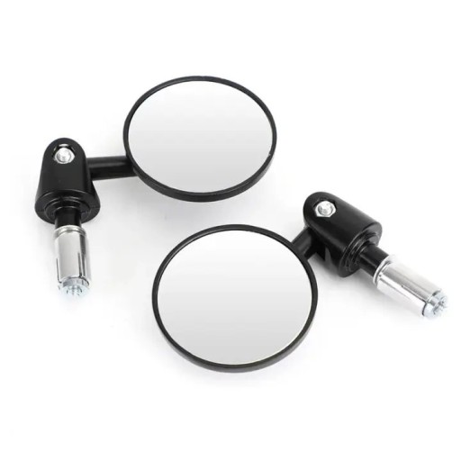 Motorcycle Handlebar Mirrors with Round Wide-Angle Glass, Adjustable Angle, 1 Pair for Left and Right Fitting