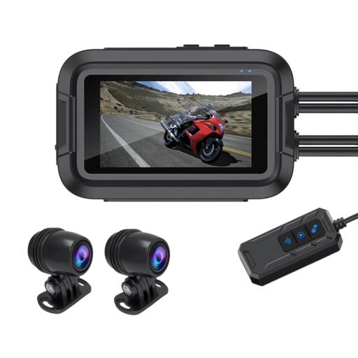 Motorcykel dashboard kamera dual 1080P DVR for- og bagkamera vandtæt med WiFi roterende kameraer 150 grader sort optagelse af motorcykelture