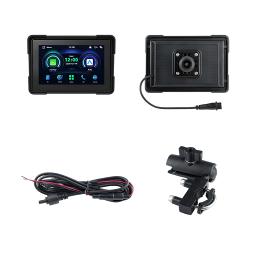 Motorcykelbordcomputer 5,0 tommer med trådløs CarPlay og Android Auto TPMS GPS navigation skærm 9,7 x 14,2 cm touch monitor sort