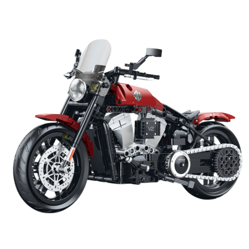 Motorcykelbyggesæt med røde detaljer 542 dele 32,5 x 14 x 18,4 cm Foldbar model 1:8 Teknisk byggesæt Til børn og voksne Fra 6 år