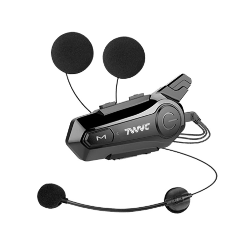 Motorcykelintercom E1 med fast mikrofon, vandtæt IPX6, Bluetooth 5.0, 12 timers batterilevetid, 1000 m rækkevidde, egnet til åbne hjelme.