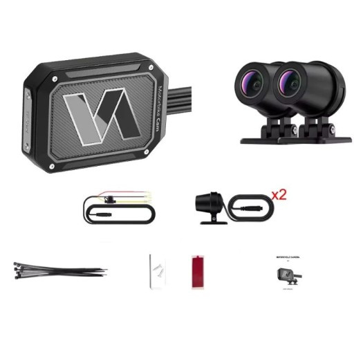 Motorkamera M2 Vandtæt videoregistrator DVR FHD 1080P + 1080P Front- og bagkamera IP66 Nattesyn Sort Til motorcykel og bil
