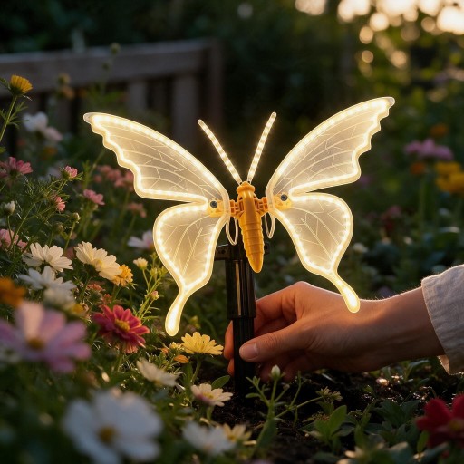 Motýlie LED Svetlo 30 x 20 cm Dynamické Svietiace Motýľ S Pohyblivými Krídlami 12 V S Transformátorom ABS Teplé Biele Vonkajšie i Vnútorné