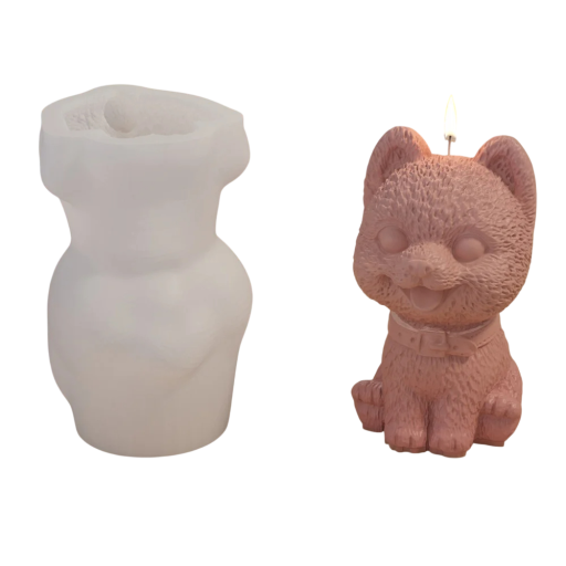 Moule en silicone pour bougie en forme de chat joyeux avec collier 3,8 x 6,1 cm Moule pour la fabrication de bougies, de savon, de chocolat