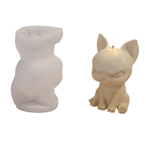 Moule en silicone pour bougie en forme de chien bulldog en colère 3,7 x 5,6 cm Moule pour la fabrication de bougies, de savon, de chocolat