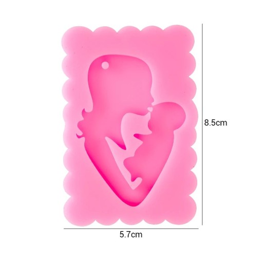 Moule en silicone rose pour résine 8,5 cm Femme avec enfant Moule pour fabrication de bijoux Décoration Pendentifs Création manuelle
