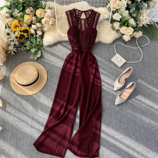 Mouwloze kanten jumpsuit voor dames