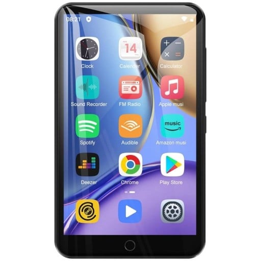 MP3 přehrávač 80 GB s Androidem 9.0 displej 4 palce Bluetooth a WiFi baterie 2000 mAh nabíjení USB-C na poslech hudby a e-knihy