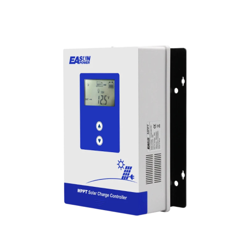 MPPT solcelle laderegulator 60A 22x15x7 cm 12V 24V 36V 48V LCD skærm hvid blå til panel batteri og belysning