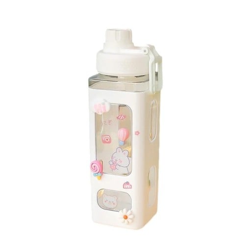 Műanyag ivópalack szívószállal és szilikon bevonattal 900 ml BPA-mentes műanyag palack mindennapi italokhoz