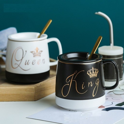 Mug en céramique avec cuillère roi et reine
