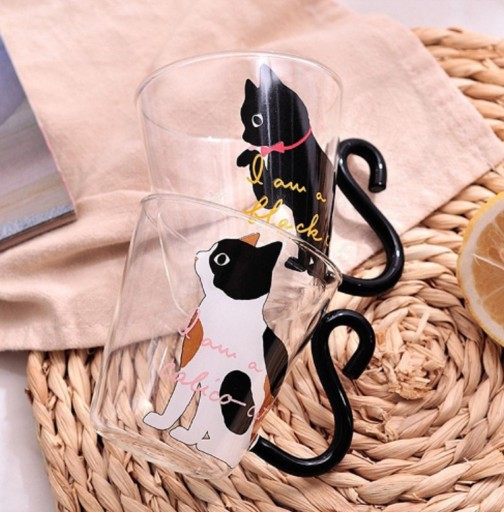 Mug en verre avec chat J1605