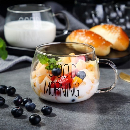 Mug en verre Bonjour