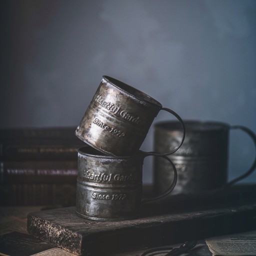 Mug rétro en fer 2 pcs