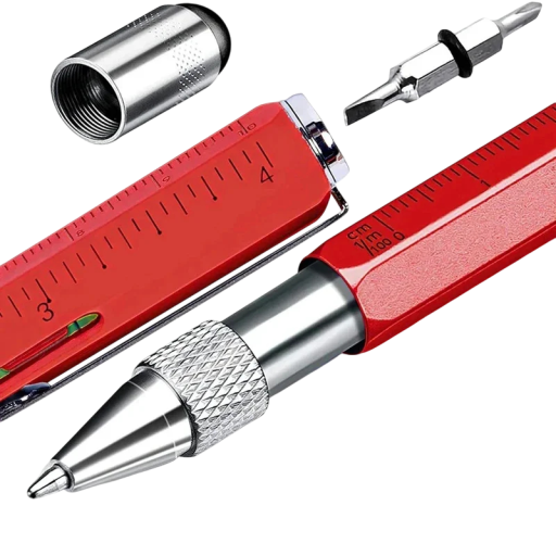 Multifunctional Pen with Touch Tip, Ruler, Spirit Level, Screwdrivers and Ballpoint Pen