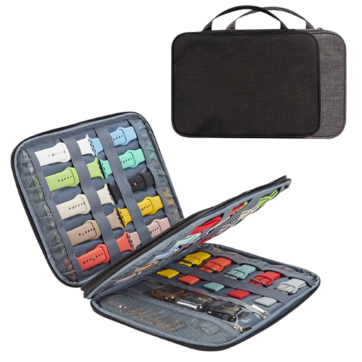 Multifunctional Two-Layer Watch Strap Organiser 31x23x3 cm Travel Case with Zip for Accessories and Straps