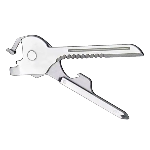 Multifunctionele 6-in-1 roestvrijstalen sleutel, 7 x 1,9 cm opener, schroevendraaierblad, microsleutel, brillengereedschap