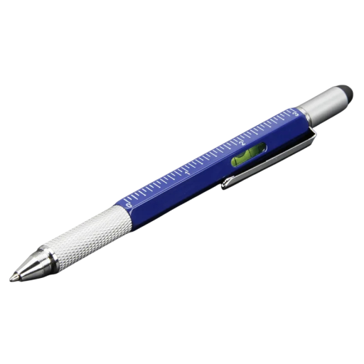 Multifunctionele 7-in-1 balpen, stylus, touchpen, liniaal, schroevendraaier, waterpas, kunststof navulbaar gereedschap voor werk en kantoor