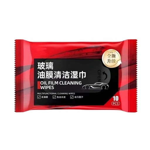 Multifunkční čisticí ubrousky na autosklo odstraňují mastný film 10 ks červené balení pro čištění čelních skel automobilu