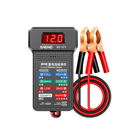 Multifunkční tester autobaterií 12V 11,5 x 7 x 2 cm LED displej Přenosný diagnostický přístroj pro kontrolu stavu baterie a nabíjení