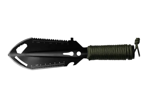 Multifunktionale tragbare Schaufel 26,5 cm mit Maßstab 6in1 Lineal Säge Messer Nylonseil für Garten und Outdoor-Nutzung