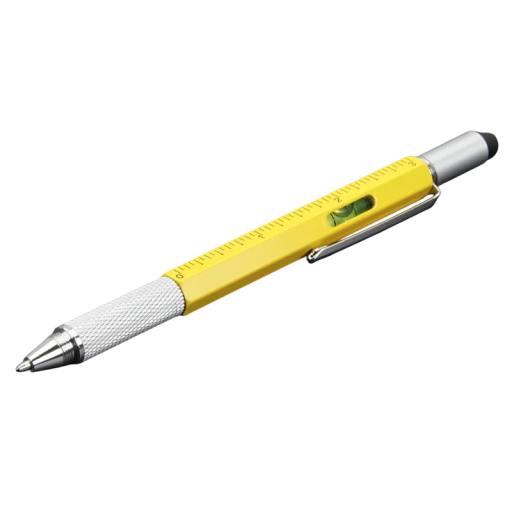 Multifunktionel 7-i-1 kuglepen stylus touchpen lineal skruetrækker vaterpas plastik genopfyldeligt værktøj til arbejde og kontor