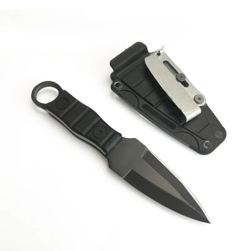Multifunktionel overlevelseskniv 18 cm med skede Dobbeltsidet rustfrit stålklinge Udendørs taktisk kniv Camping Vandring Friluftsudstyr