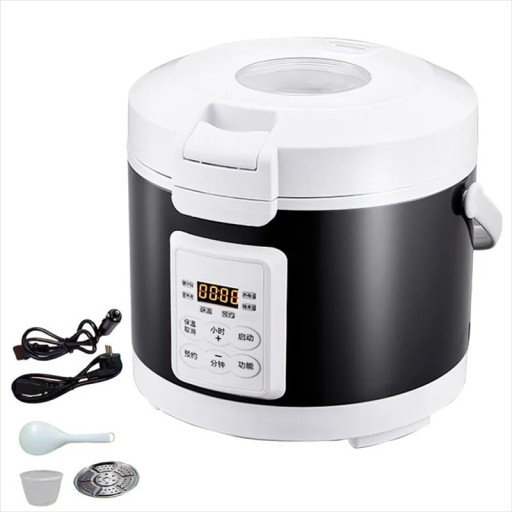 Multifunktionel riskoger 3 l 220V digital 26 × 23 cm sort-hvid elektrisk gryde til madlavning og opvarmning derhjemme