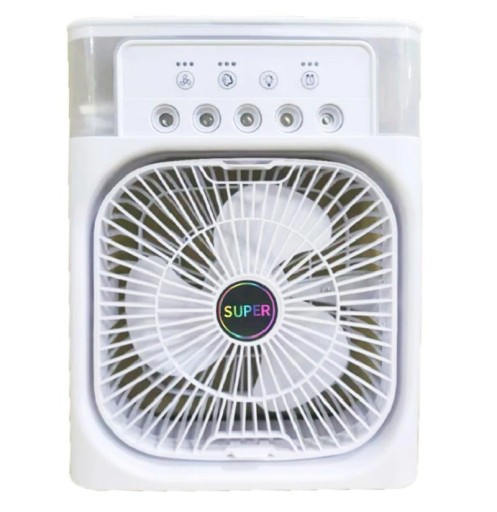 Multifunktionel ventilator 10W bærbar klimaanlæg vandkølende luftfugter med LED-natlys kompakt luftkøler 26 x 21 cm