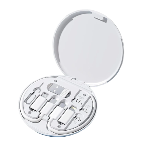 Multifunktionell USB-kabelsats med adaptrar 60W PD Snabbladdning 3A Lightning Micro USB TYPE-C förvaringsbox Laddare Travel Box