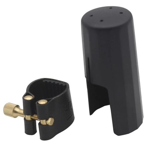 Mundstuk 2,9 x 7,5 x 3,4 cm met opening + leren klem 8,5 x 9,6 x 2,8 cm Accessoires voor alt-saxofoon Kwalitatief leer en kunststof