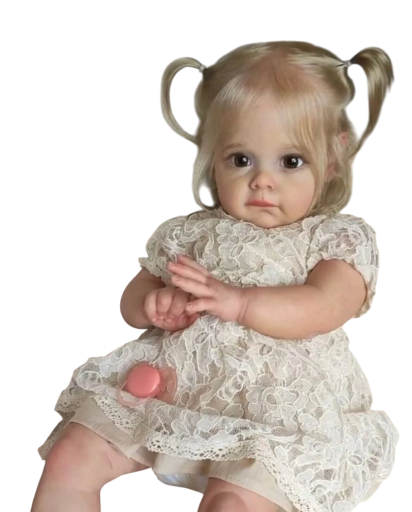 Muñeca Reborn niña 60 cm Muñeca realista con cabello claro Vestido de material vinílico