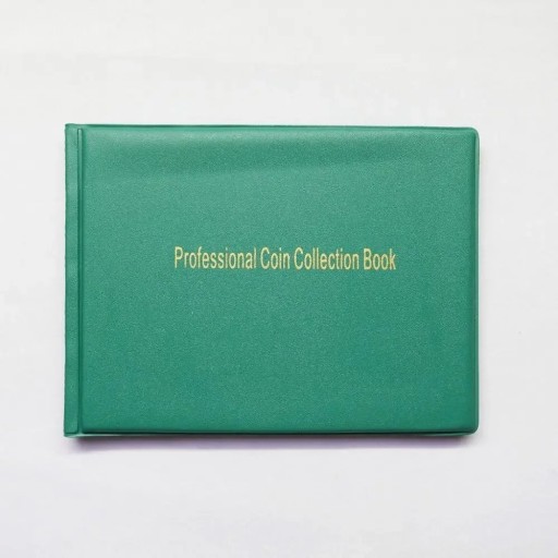 Muntalbum 20,5 x 15,5 cm PVC groen 10 pagina's 240 pockets Gridgrootte 3 x 3 cm Boek voor verzamelmunten