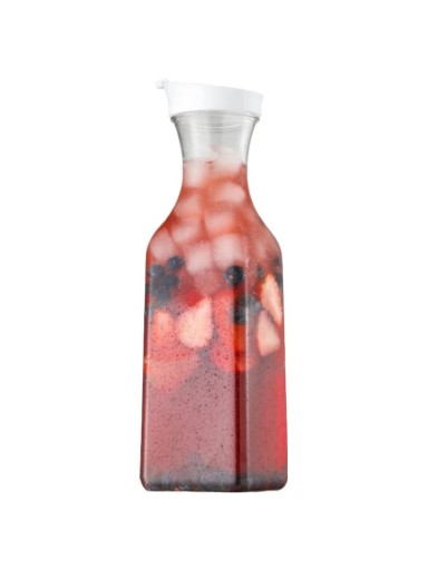 Muovinen juomapullo neliömäisellä pohjalla ja kääntökatolla 1,5 l Muovinen läpinäkyvä pullo tiivisteellä veden, mehun kaatamiseen