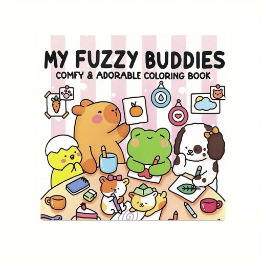 My Fuzzy Buddies Colouring Book Cute Animal Designs 20 x 20 cm 28 Single-Sided Pages Easy Drawing for Children and Adults