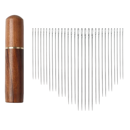 Naainaalden 30 stuks met houten kist